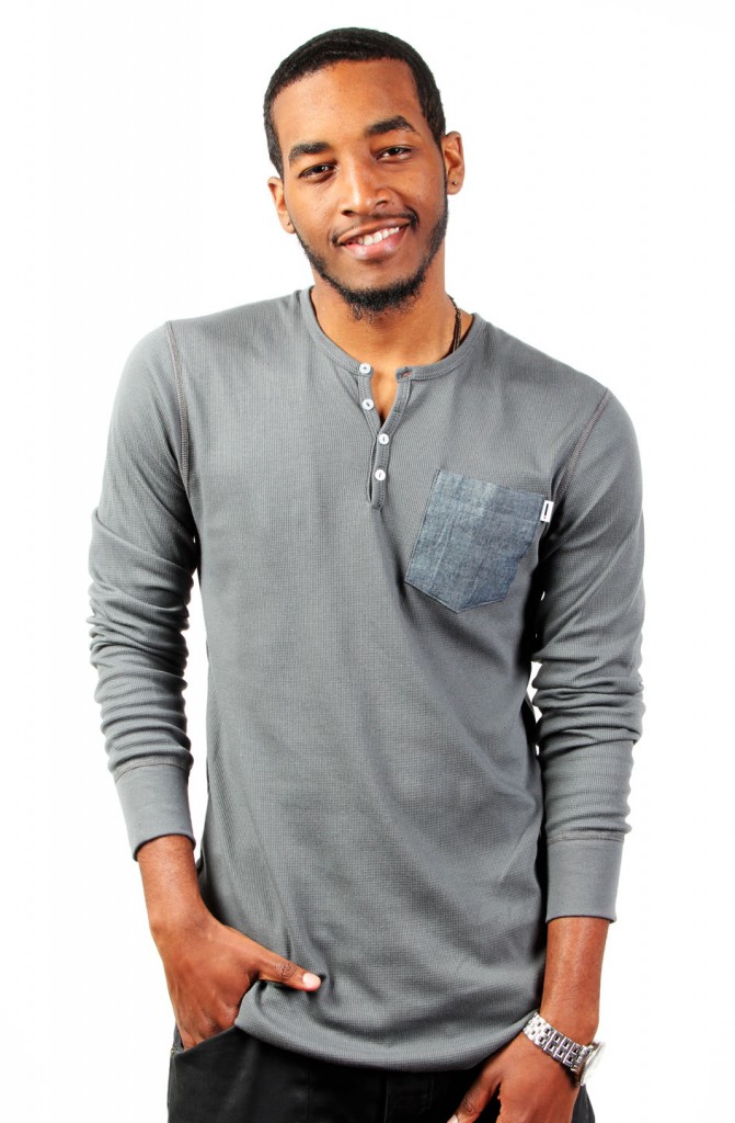 mr. sweety rocking the axel thermal henley with solid fabric pocket