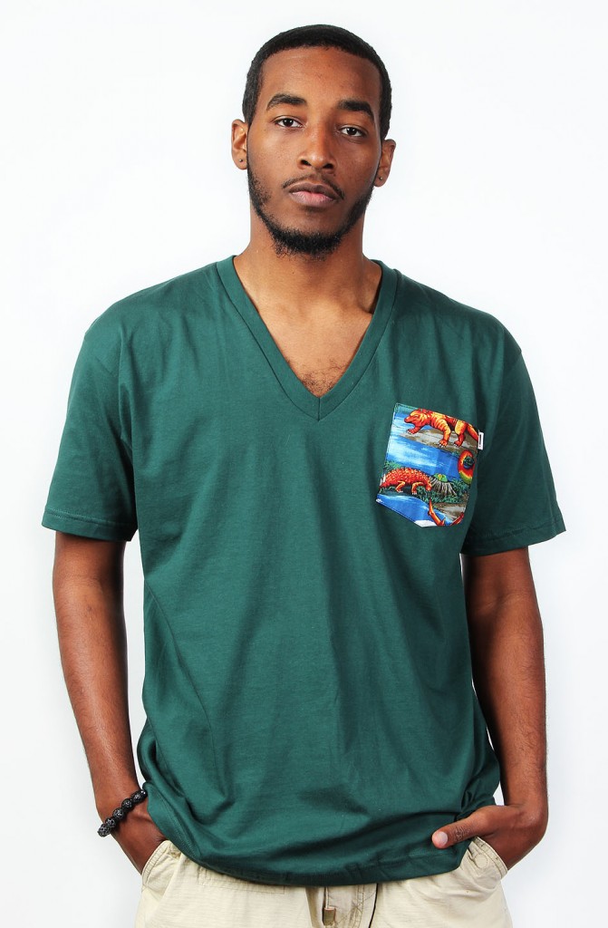 rob in the dino vneck tee