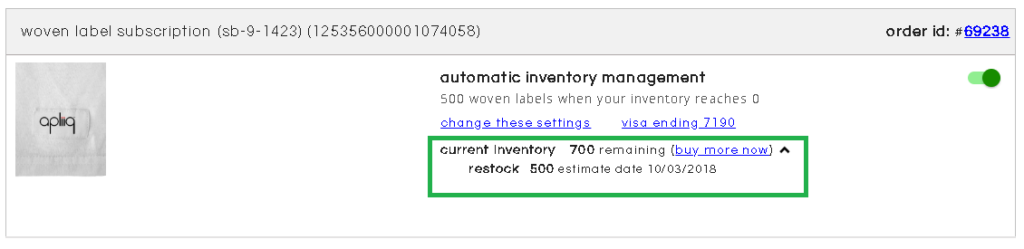 woven label restock in process