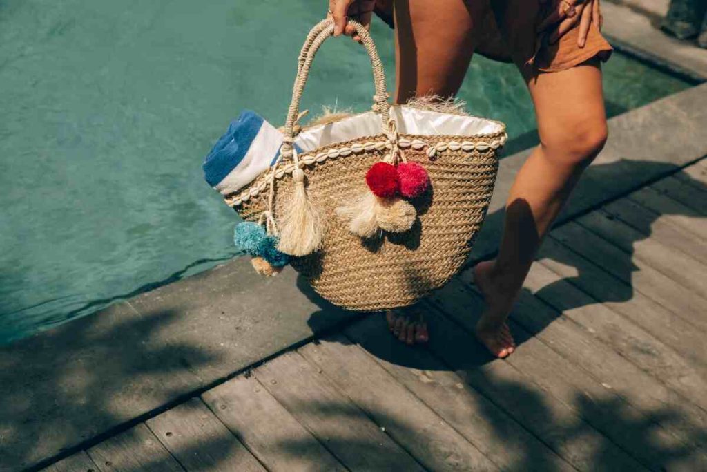 woman having a beach bag