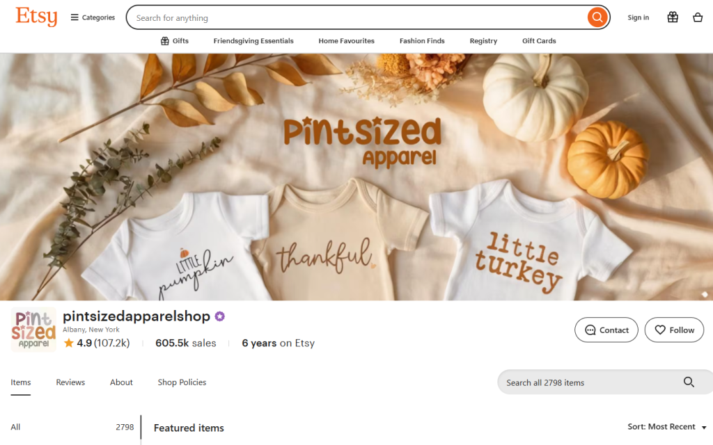 PintsizedApparelShop Etsy shop visual
