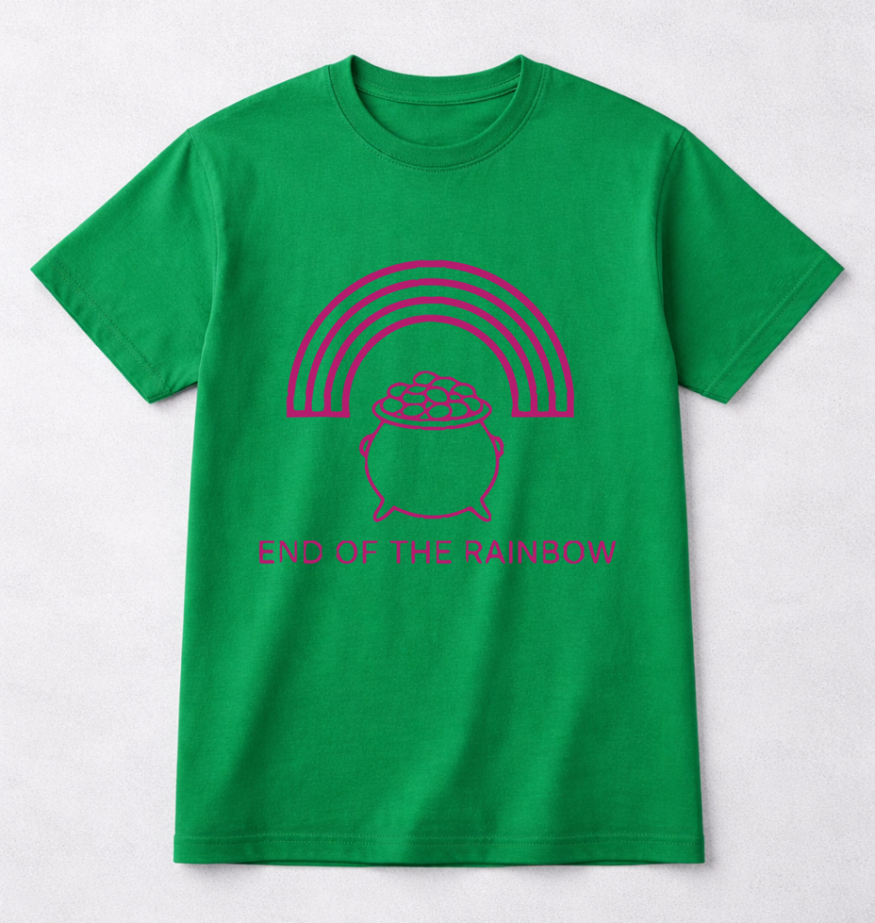 Green St. Patrick’s Day T-shirt with printed artwork for Irish-themed clothing drops