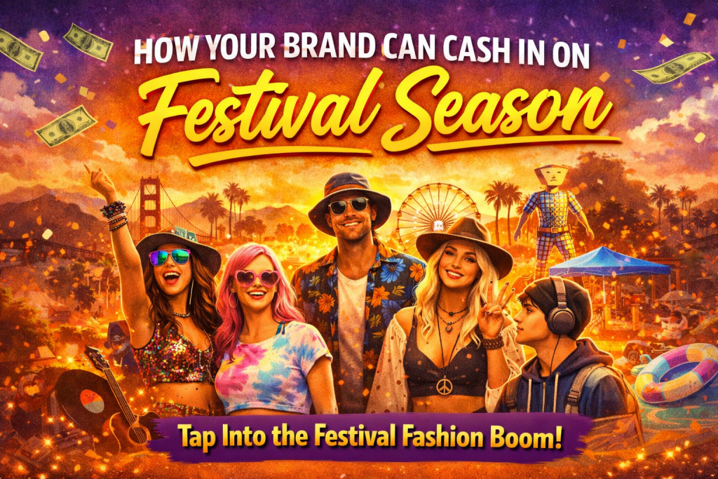 Festival fashion showing diverse outfits and styles, representing marketing ideas for clothing brands during festival season