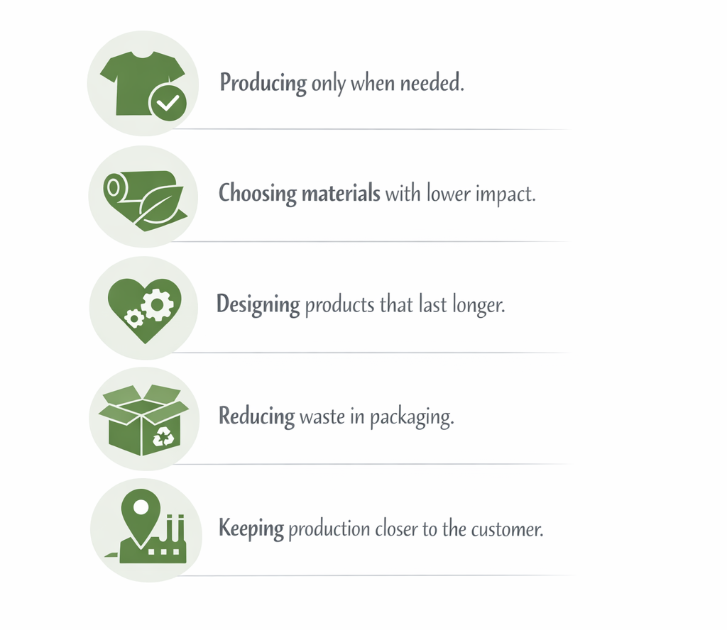Sustainable print on demand brand steps infographic
