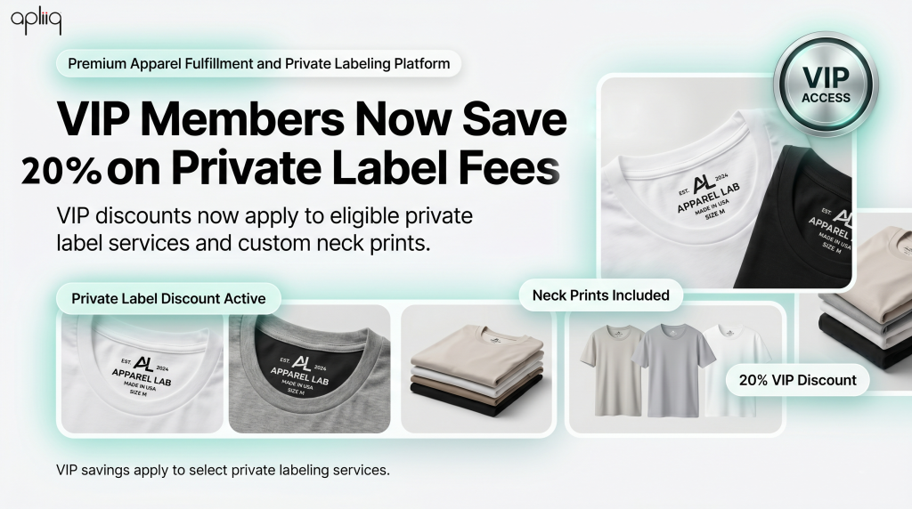 Apliiq VIP Subscription Now Applies to Private Labeling and Neck Prints