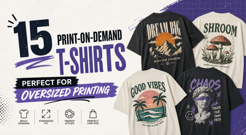15 print on demand t-shirts perfect for oversized printing available on Apliiq