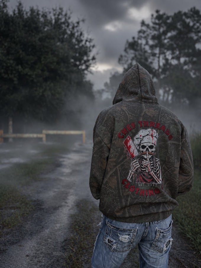 custom chef threads halloween hoodie - Independent Trading Co Darkwood Tree Camo Heavyweight Hoody (IND4000)- with apliiq

